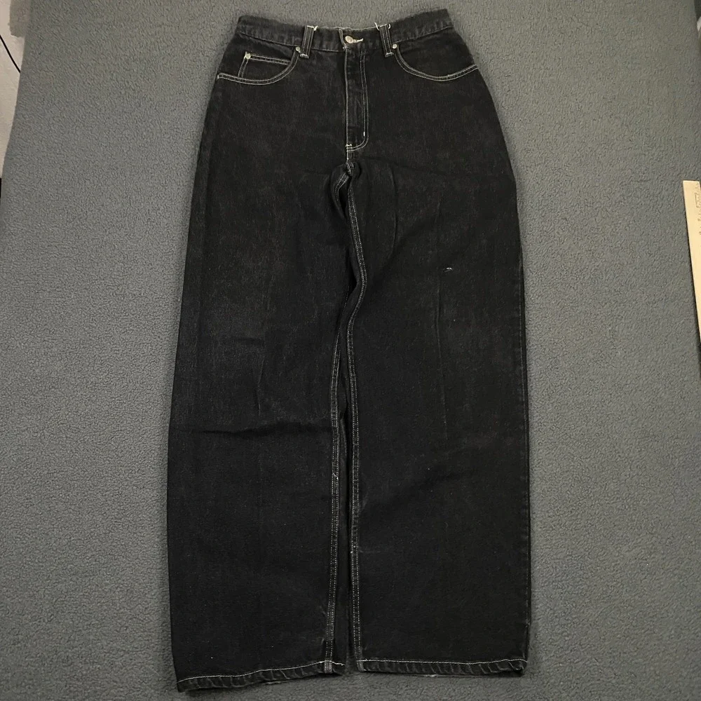 VTG Y2K Anchor Blue Beyond Baggy Jeans FITS 30x30 Black Relaxed Skater Wide Leg